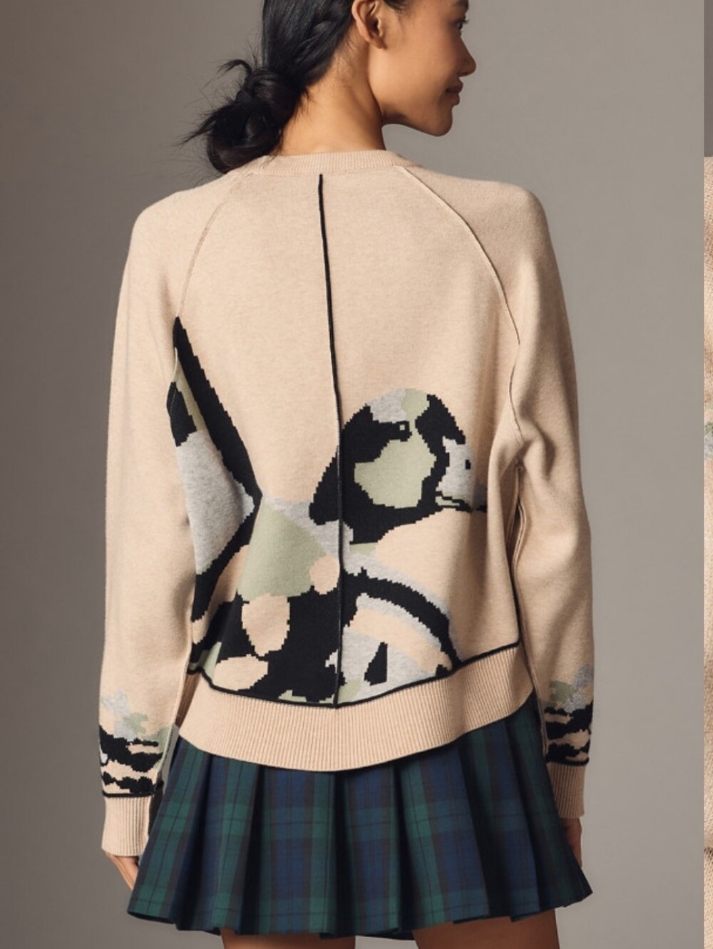 Pilcro by Anthropologie Oaklyn Cozy Crew-Neck Sweatshirt-Neutral Duck - Picture 4 of 5